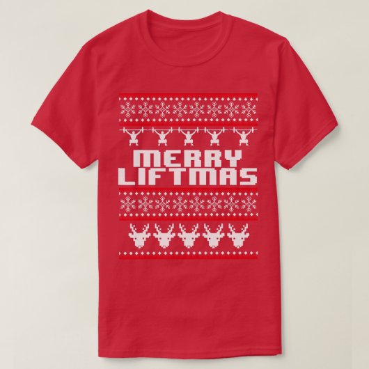 Merry Liftmas Ugly kerstSweater Gym Workout T-shirt (Design voorkant)