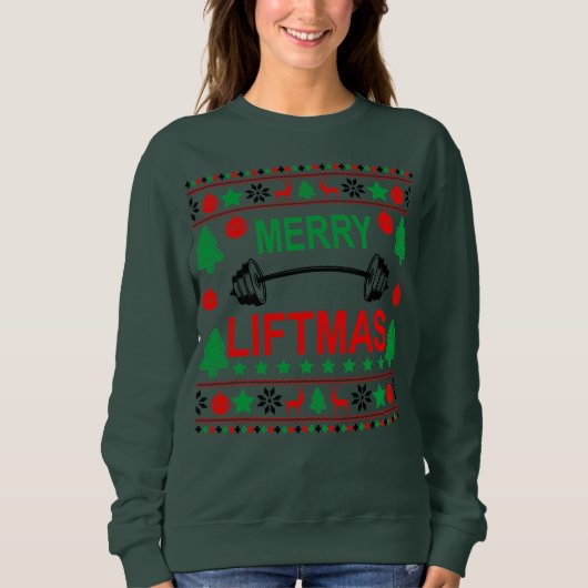 Merry Liftmas Ugly kerstsweater Gym Workout Trui (Voorkant)