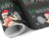 Merry Liftmas Ugly KerstSweater Miss Santa Gy Cadeaupapier (Rol Hoek)