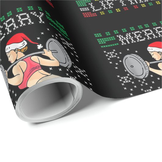 Merry Liftmas Ugly KerstSweater Miss Santa Gy Cadeaupapier (Rol Hoek)