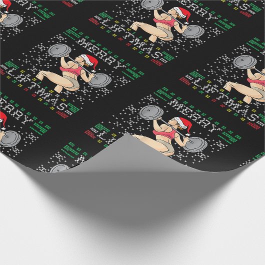 Merry Liftmas Ugly KerstSweater Miss Santa Gy Cadeaupapier (Hoek)