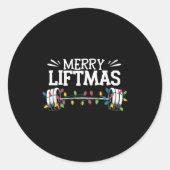 Merry Liftmas Weightlifter Fitness  Ronde Sticker (Voorkant)