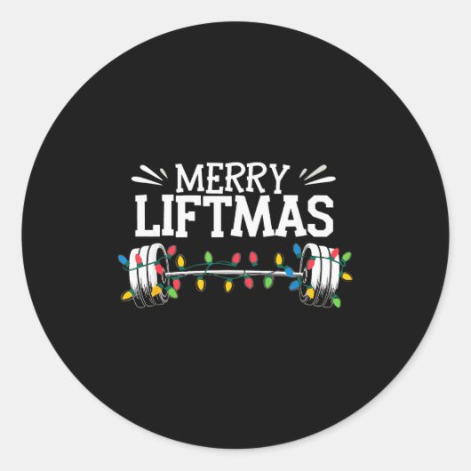 Merry Liftmas Weightlifter Fitness  Ronde Sticker (Voorkant)