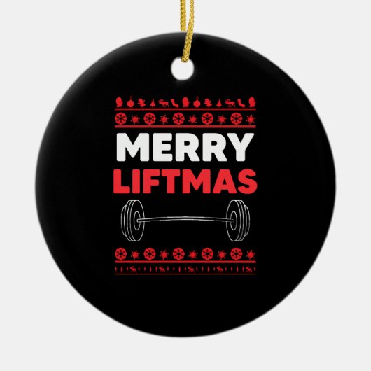 Merry Liftmas - Weightlifter Kerstmis Keramisch Ornament (Voorkant)