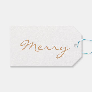 Merry Light Brown Taupe Minimal Holiday Typografie Cadeaulabel