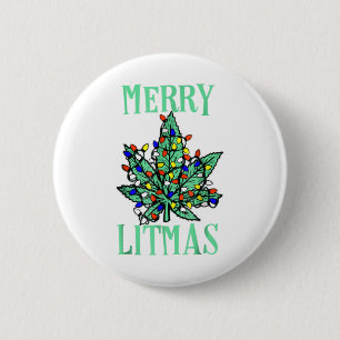 Merry litmas spot leaf kerstboom licht mariu op ronde button 5,7 cm