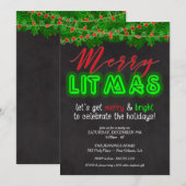Merry Litmas Uitnodiging, Kerstfeest Kaart (Voorkant / Achterkant)