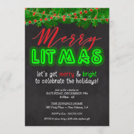 Merry Litmas Uitnodiging, Kerstfeest Kaart