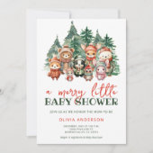 Merry Little Сute Winter Baby shower Invitation Kaart (Voorkant)
