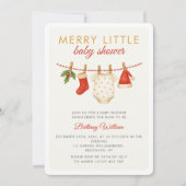 Merry Little Baby Clothesline Baby shower Kaart (Voorkant)