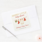 Merry Little Baby Clothesline Baby shower Vierkante Sticker (Envelop)