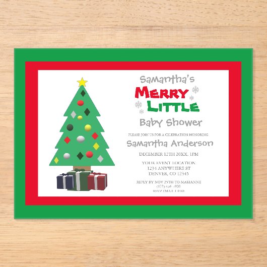 Merry Little Baby shower Acryl Uitnodigingen (Voorkant)