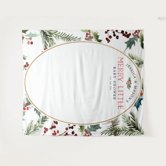 Merry Little Baby shower Backdrop Photo Booth Wandkleed (Voorkant (horizontaal))