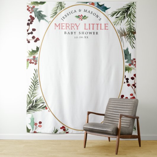 Merry Little Baby shower Backdrop Photo Booth Wandkleed (In situ)