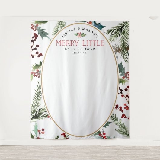 Merry Little Baby shower Backdrop Photo Booth Wandkleed (Voorkant)