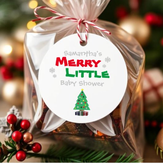 Merry Little Baby shower Bedankjes Labels