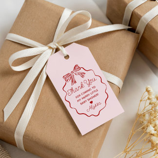 Merry Little Baby Shower Bedankt Tags met Strik Cadeaulabel