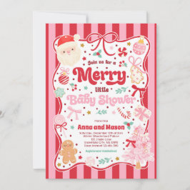 Merry Little Baby Shower Christmas Coquette Bow  Kaart