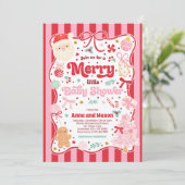 Merry Little Baby Shower Christmas Coquette Bow  Kaart (Staand voorkant)