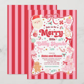 Merry Little Baby Shower Christmas Coquette Bow  Kaart (Voorkant / Achterkant)