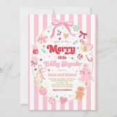 Merry Little Baby Shower Christmas Coquette Bow  Kaart (Voorkant)
