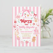 Merry Little Baby Shower Christmas Coquette Bow  Kaart (Staand voorkant)