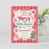 Merry Little Baby Shower Christmas Coquette Bow  Kaart (Staand voorkant)