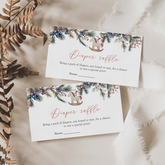 Merry Little Baby shower Christmas Diaper Raffle Informatiekaartje