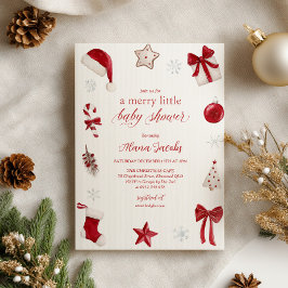Merry Little Baby Shower Christmas Festive Kaart