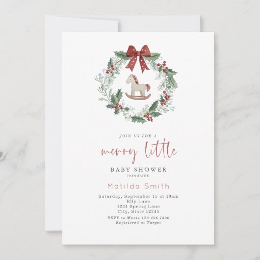 Merry Little Baby shower Christmas Wreath Kaart (Voorkant)