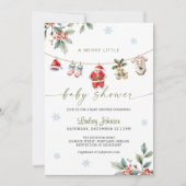 Merry Little Baby Shower Clothesline Baby Boy Kaart (Voorkant)