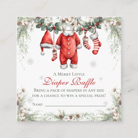 Merry Little Baby Shower Diaper Raffle Informatiekaartje (Voorkant)