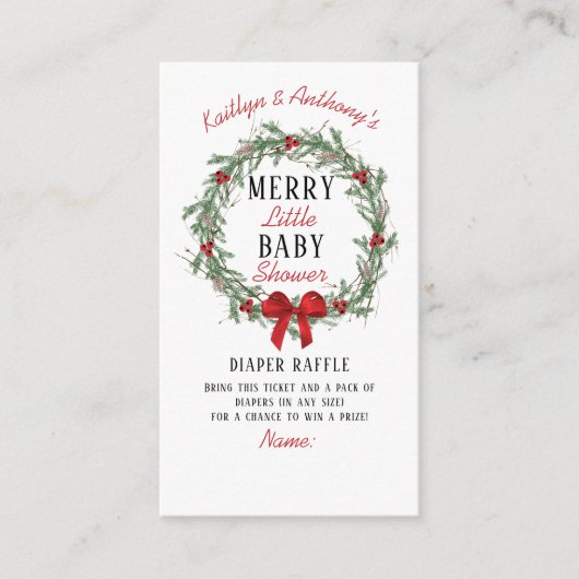 Merry Little Baby shower Diaper Raffle Informatiekaartje (Voorkant)
