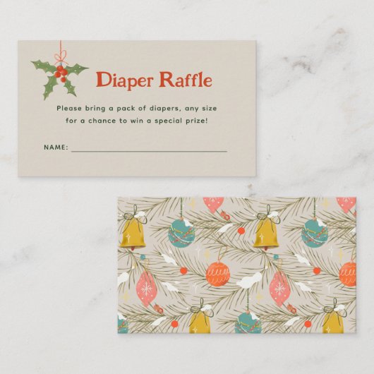 Merry Little Baby shower Diaper Raffle-kaarten Informatiekaartje (Voorkant / Achterkant)
