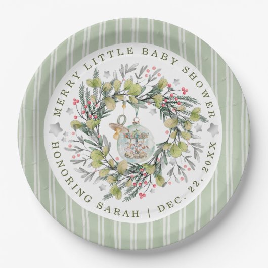 Merry Little Baby shower Dinner Borden Papieren Bordje (Voorkant)