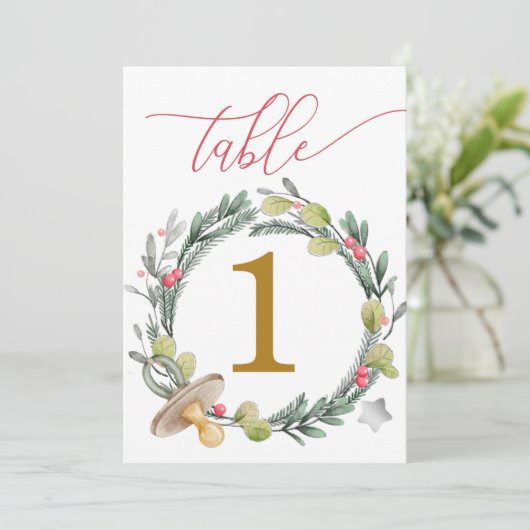 Merry Little Baby Shower Gold Table Numbers Kaart (Staand voorkant)