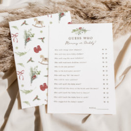 Merry Little Baby shower Guess Who Game Kaart