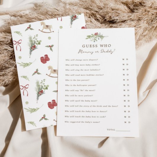 Merry Little Baby shower Guess Who Game Kaart