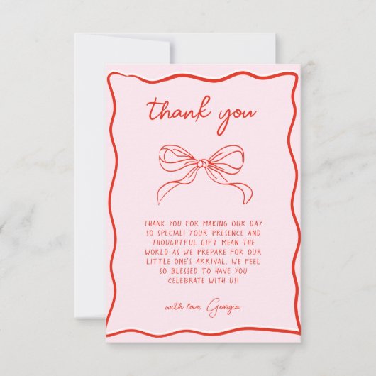 Merry Little Baby Shower Hand Drawn Bow Thank You Bedankkaart (Voorkant)