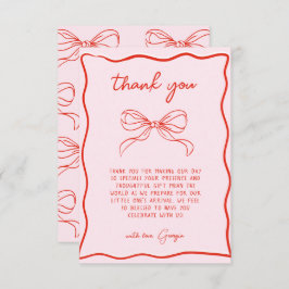 Merry Little Baby Shower Hand Drawn Bow Thank You Bedankkaart