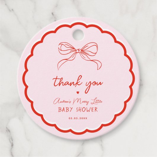 Merry Little Baby Shower Hand Drawn Christmas Bedankjes Labels (Voorkant)