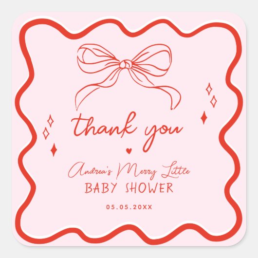 Merry Little Baby Shower Hand Drawn Christmas Vierkante Sticker (Voorkant)