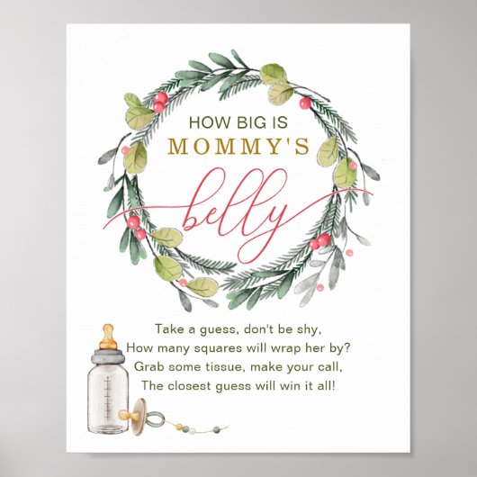 Merry Little Baby shower Hoe groot is de buik van Poster (Voorkant)