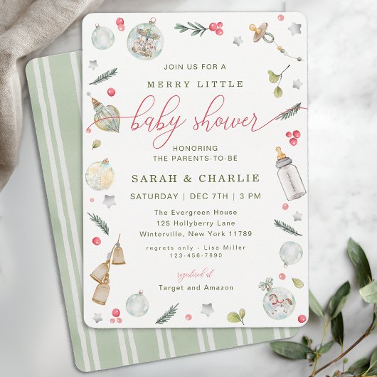Merry Little Baby shower Holiday Invitation Kaart