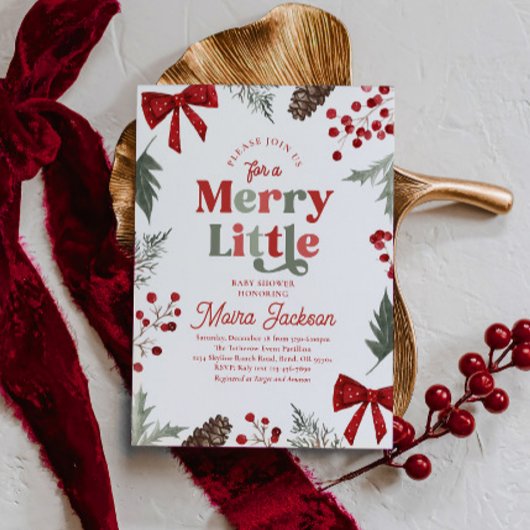 Merry Little Baby Shower Invitation Kaart