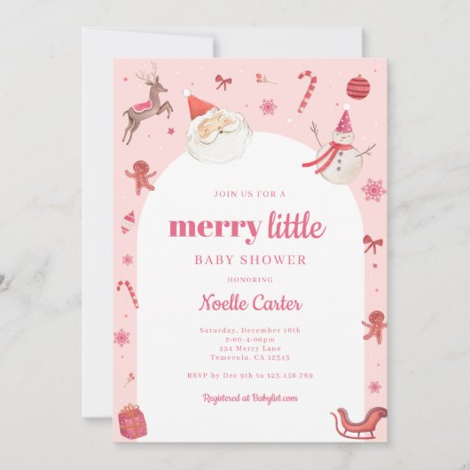 Merry Little Baby shower Invitation Kaart (Voorkant)