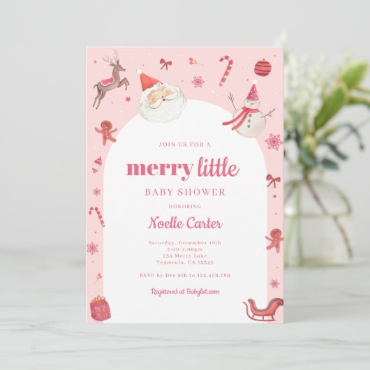 Merry Little Baby shower Invitation Kaart (Staand voorkant)