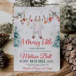 Merry Little Baby shower Invitation Santa Baby Wi Kaart