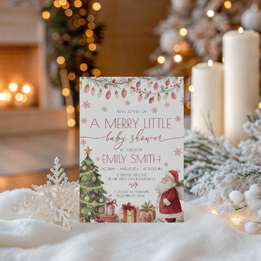 Merry Little Baby Shower Invite Kaart