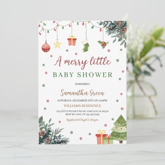 Merry Little Baby shower Kaart (Staand voorkant)